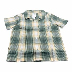 Baby Gap Poplin Short Sleeve Button Up Shirt, Green Cream, Size 2T, NEW